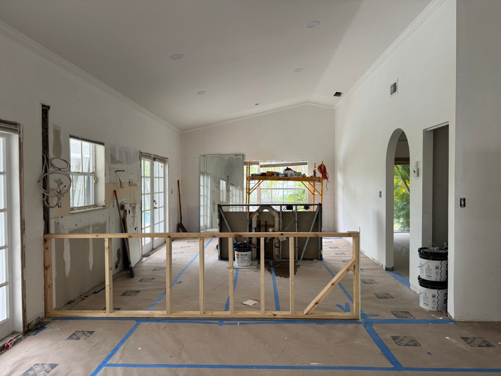 Miami home renovation before — room down to the studs during remodel