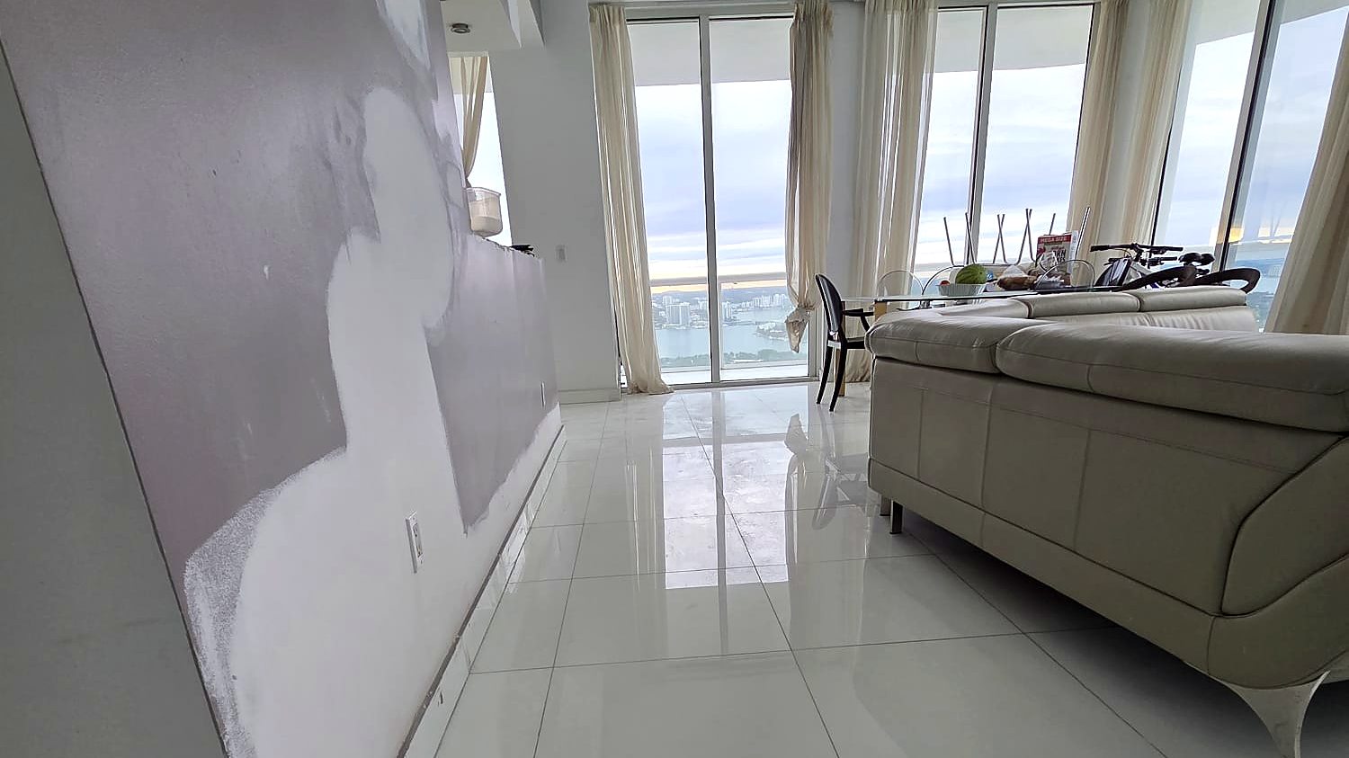 High-rise condo drywall repair, Brickell Miami