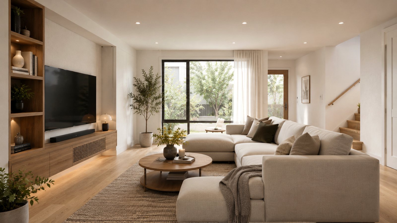 Finished modern living room remodel in Miami by Ms Renovations Pro